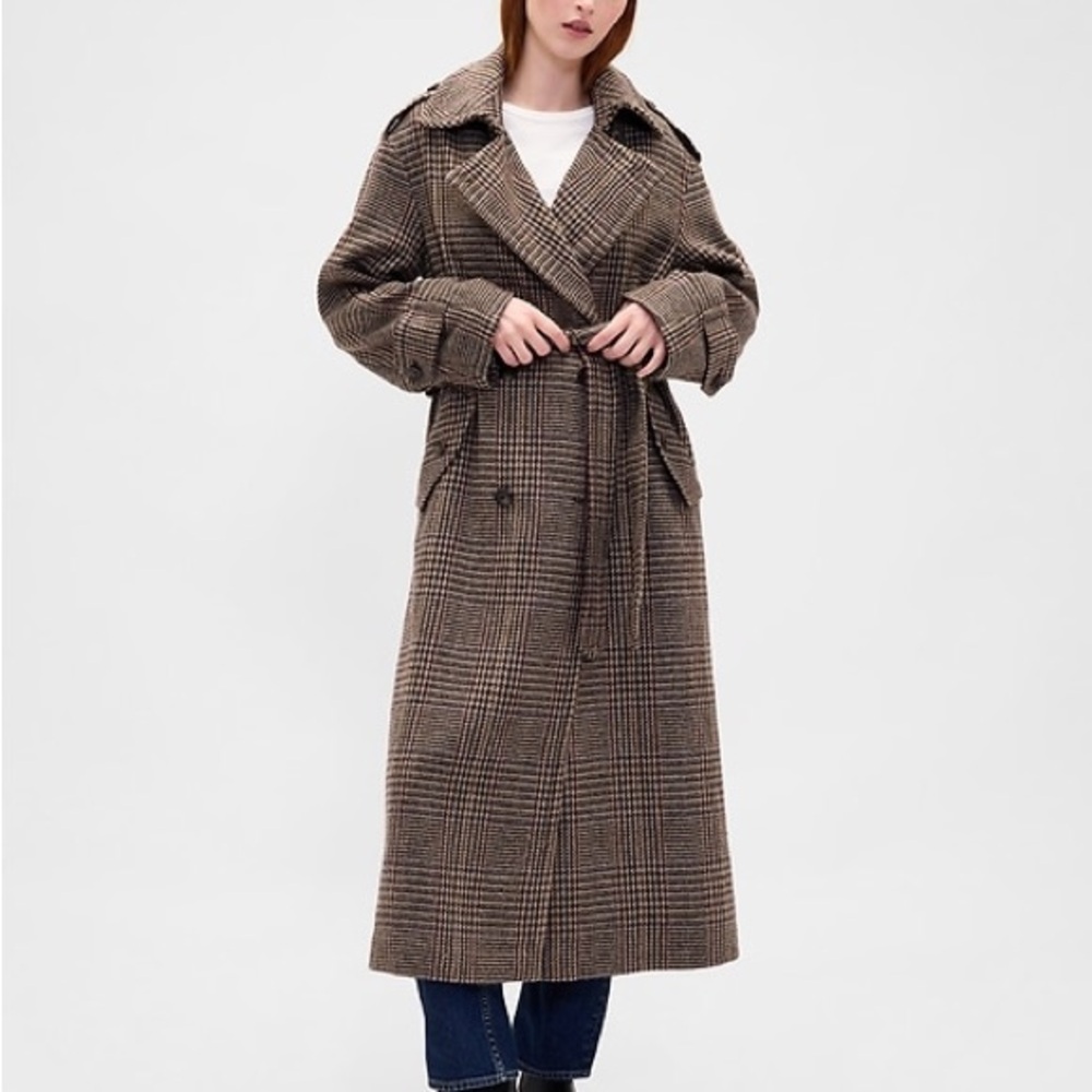 Stylish Brown Plaid Long Coat large
